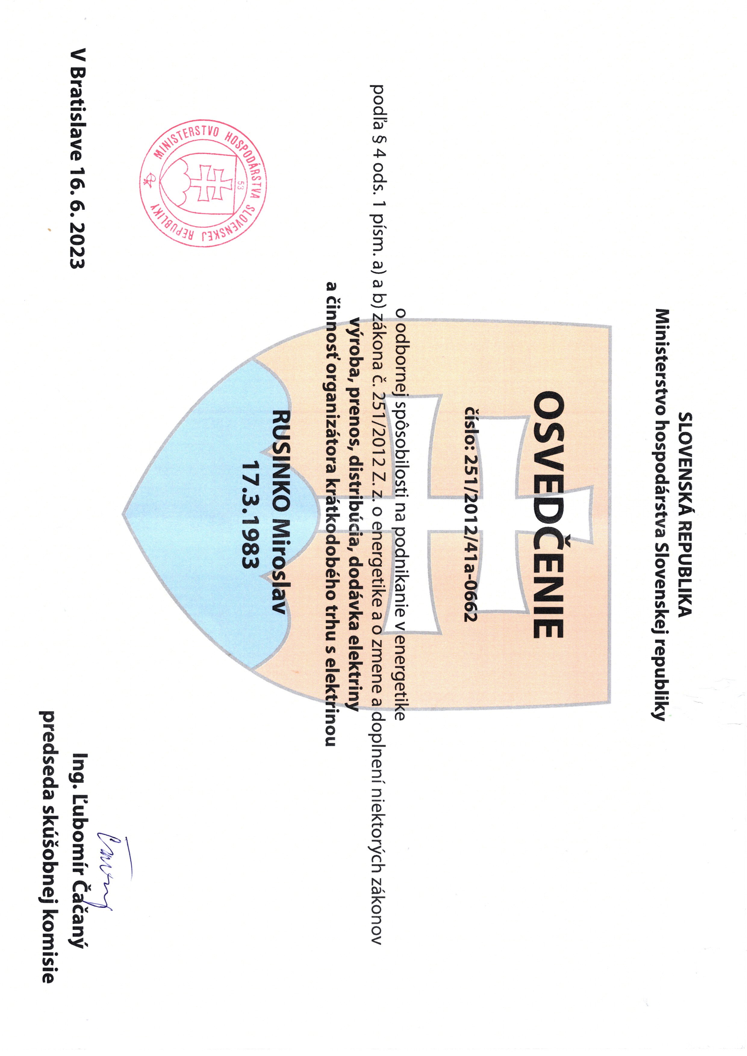 Osvedčenie distribúcia
